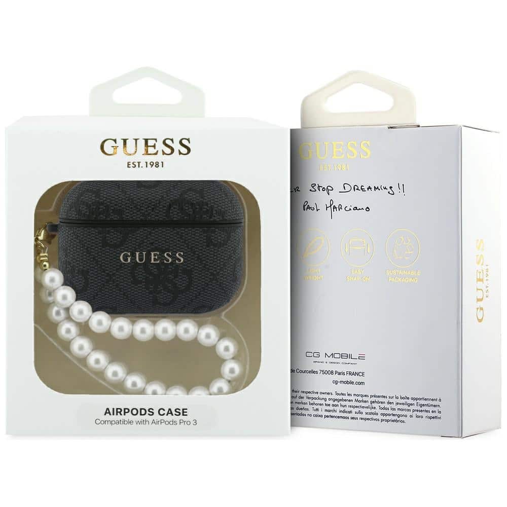 Case Guess 4G Pearl Strap για AirPods Pro 3 μαύρο - Image 4
