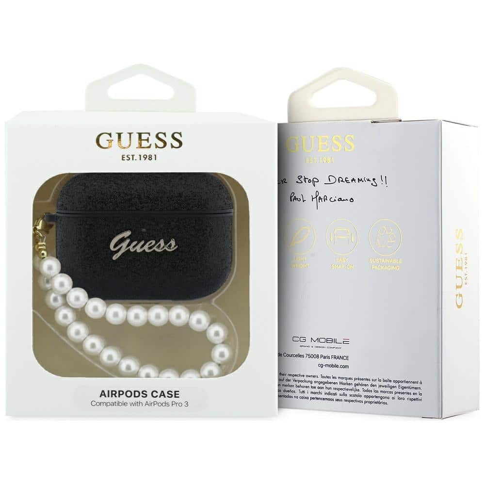 Case Guess Glitter Pearl Strap για AirPods Pro 3 μαύρο - Image 4