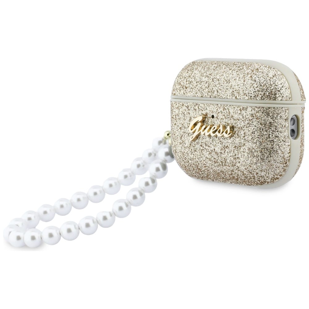 Case Guess Glitter Pearl Strap για AirPods Pro 3 χρυσό - Image 3
