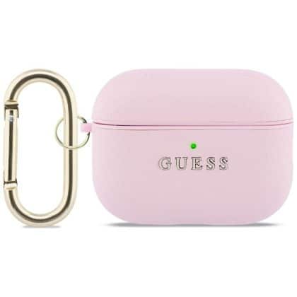 Case Guess Grained Classic Logo Hook για AirPods Pro 3 ροζ