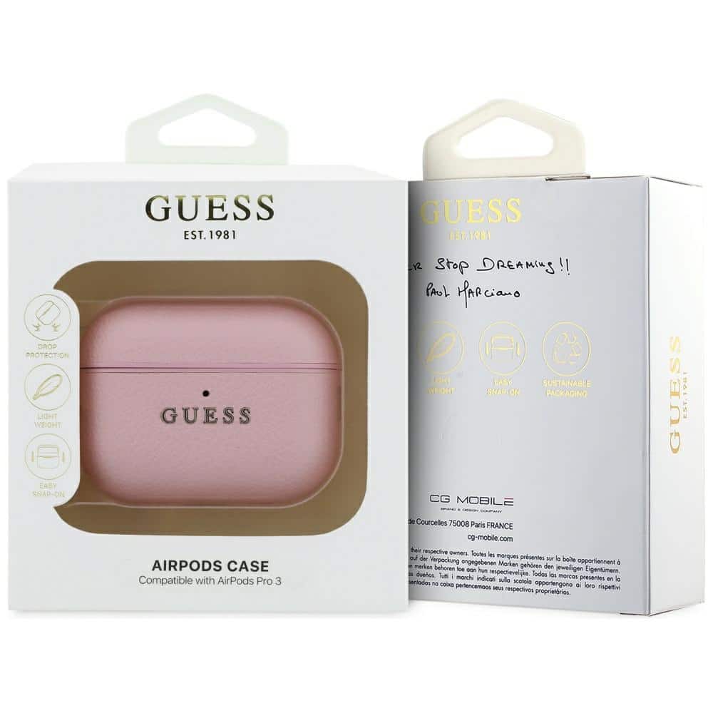 Case Guess Grained Classic Logo Hook για AirPods Pro 3 ροζ - Image 4