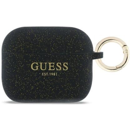 Case Guess Σιλικόνη Glitter Ring για AirPods Pro 3 μαύρο