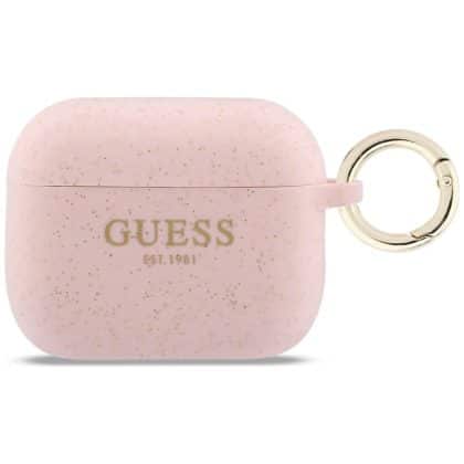 Case Guess Silicone Glitter Ring για AirPods Pro 3 ροζ