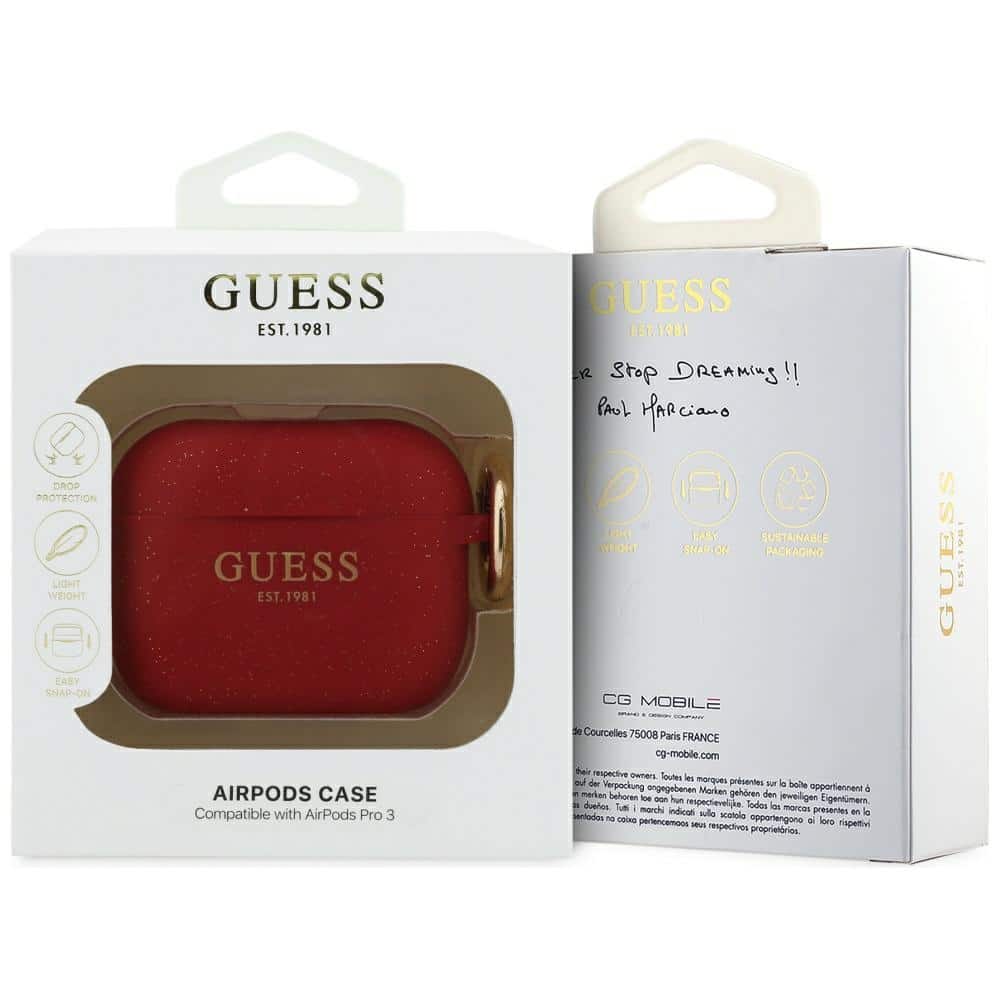 Case Guess Silicone Glitter Ring για AirPods Pro 3 φούξια - Image 4