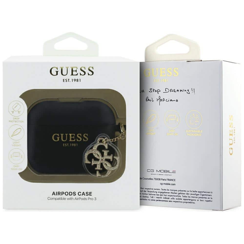 Case Guess Silicone 4G Charm για AirPods Pro 3 μαύρο - Image 4