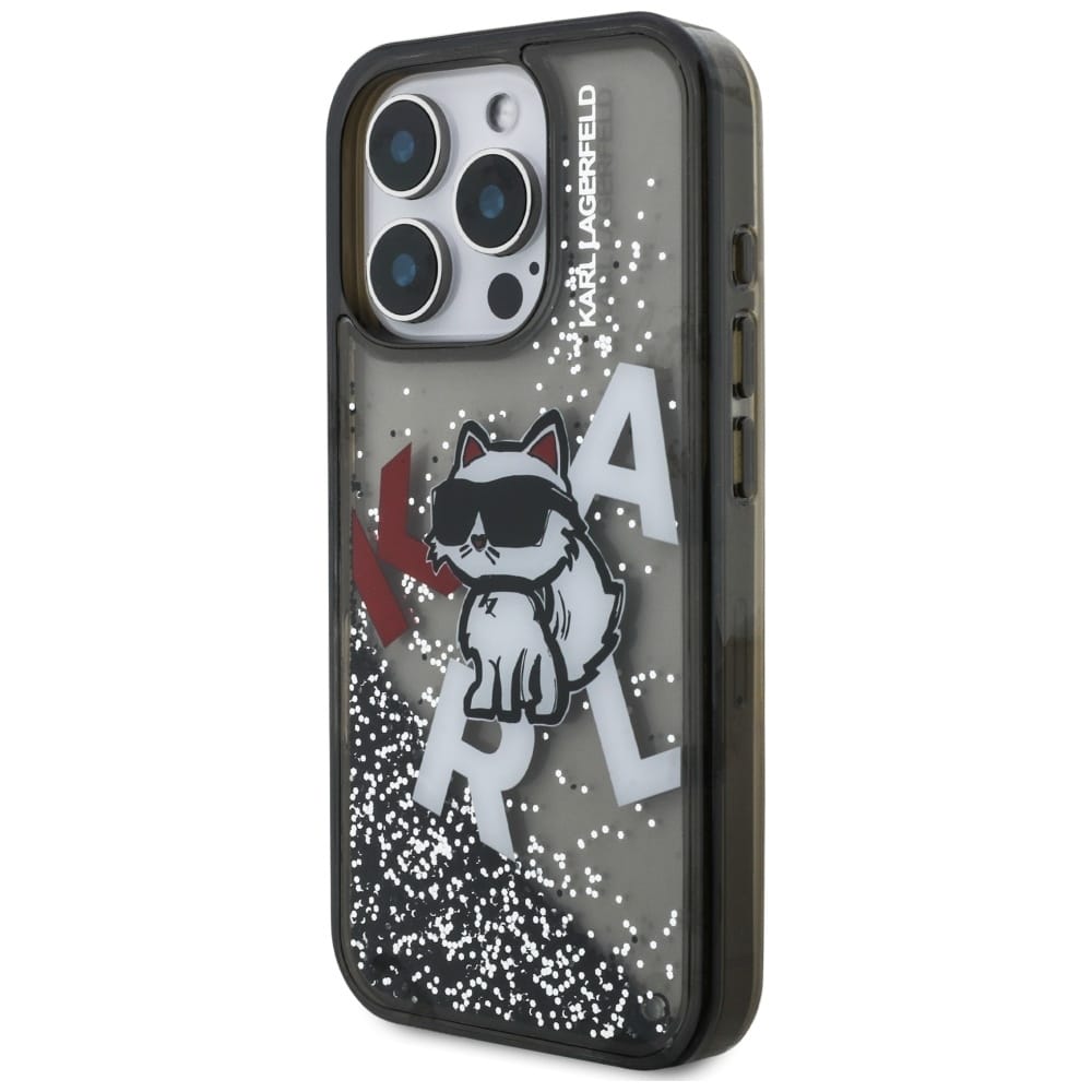 Karl Lagerfeld Liquid Glitter Choupette Logo - θήκη για Apple iPhone 16 Pro Max - Μαύρο - Image 2