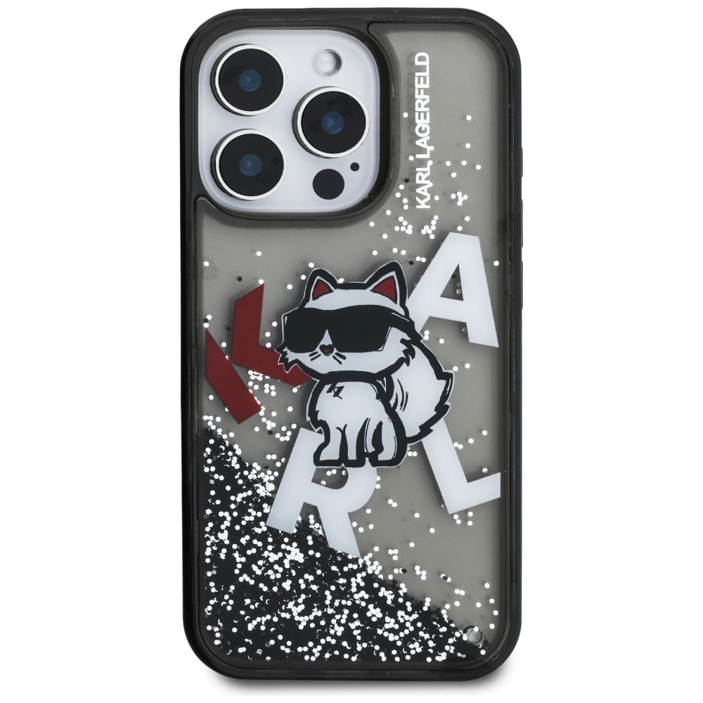 Karl Lagerfeld Liquid Glitter Choupette Logo - θήκη για Apple iPhone 16 Pro Max - Μαύρο - Image 3