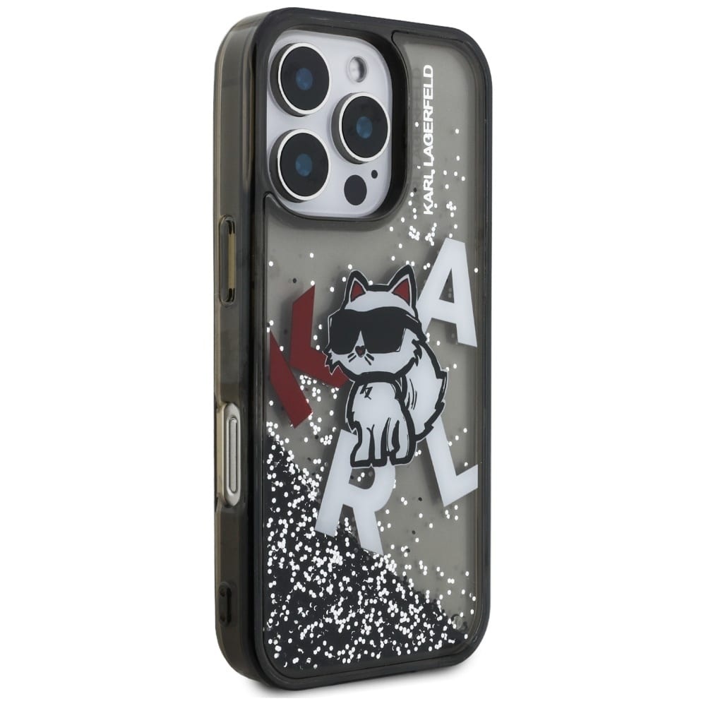 Karl Lagerfeld Liquid Glitter Choupette Logo - θήκη για Apple iPhone 16 Pro Max - Μαύρο - Image 4