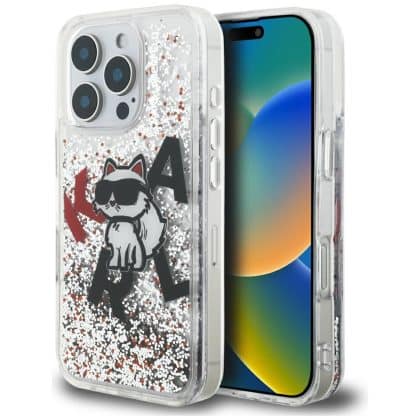 Karl Lagerfeld Liquid Glitter Choupette Logo - θήκη για Apple iPhone 16 Pro - Διάφανο