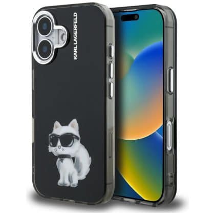 Karl Lagerfeld IML Aquarelle Choupette & Logo - θήκη για Apple iPhone 16 - Μαύρο