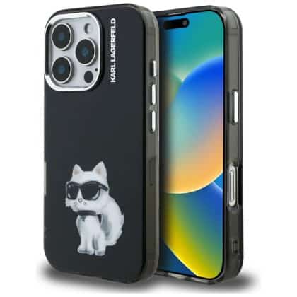 Karl Lagerfeld IML Aquarelle Choupette & Logo - θήκη για Apple iPhone 16 Pro - Μαύρο