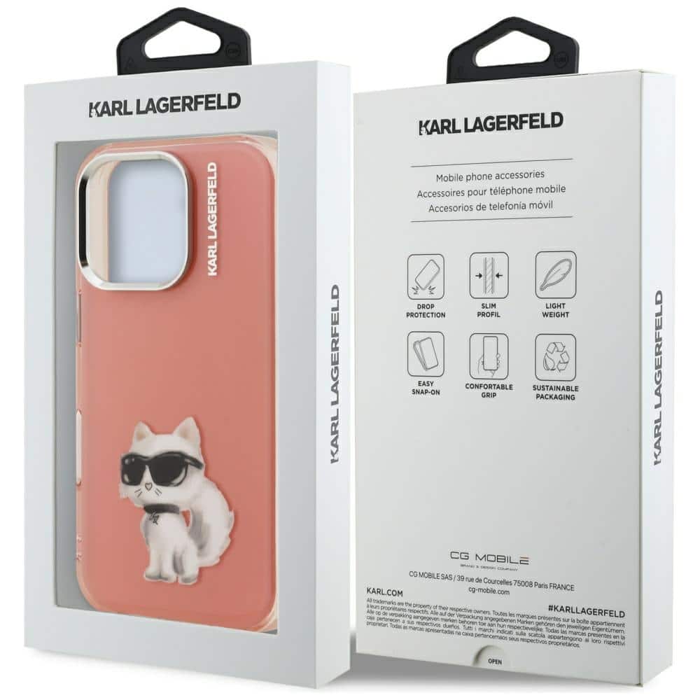 Karl Lagerfeld IML Aquarelle Choupette & Λογότυπο - θήκη για Apple iPhone 16 Pro Max - Ροζ - Image 8