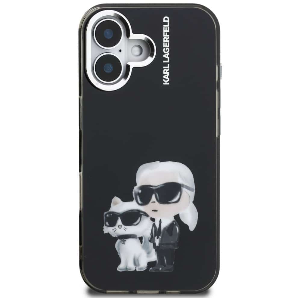 Karl Lagerfeld IML Aquarelle Karl & Choupette & Logo - θήκη για Apple iPhone 16 - Μαύρο - Image 3