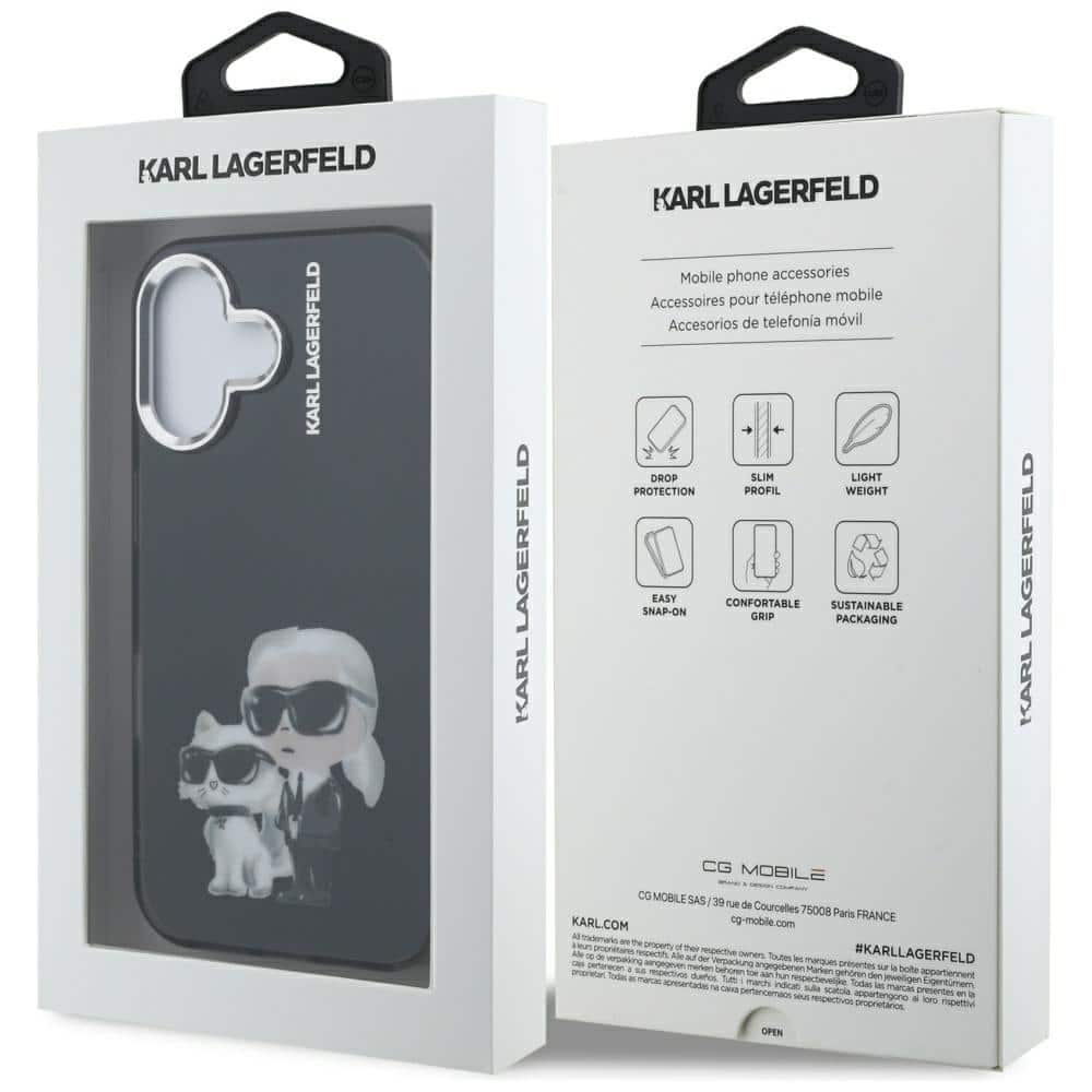 Karl Lagerfeld IML Aquarelle Karl & Choupette & Logo - θήκη για Apple iPhone 16 - Μαύρο - Image 8