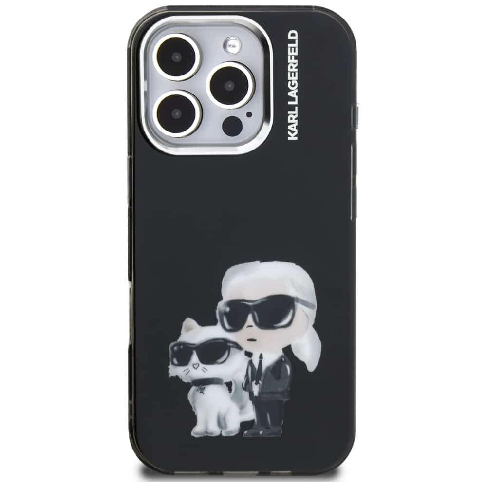 Karl Lagerfeld IML Aquarelle Karl & Choupette & Logo - θήκη για Apple iPhone 16 Pro - Μαύρο - Image 3
