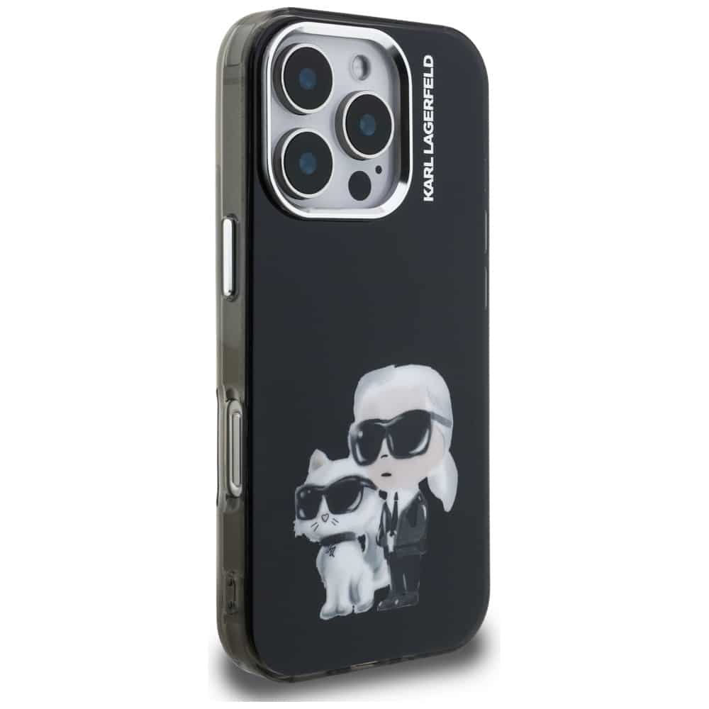 Karl Lagerfeld IML Aquarelle Karl & Choupette & Logo - θήκη για Apple iPhone 16 Pro - Μαύρο - Image 4