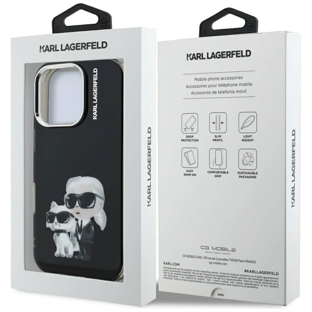 Karl Lagerfeld IML Aquarelle Karl & Choupette & Logo - θήκη για Apple iPhone 16 Pro - Μαύρο - Image 8