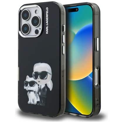 Karl Lagerfeld IML Aquarelle Karl & Choupette & Logo - θήκη για Apple iPhone 16 Pro Max - Μαύρο