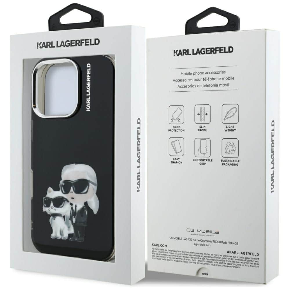 Karl Lagerfeld IML Aquarelle Karl & Choupette & Logo - θήκη για Apple iPhone 16 Pro Max - Μαύρο - Image 8