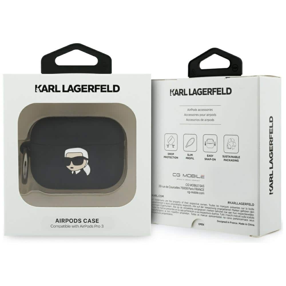 Case Karl Lagerfeld Silicone Karl Head 3D για AirPods Pro 3 μαύρο - Image 4