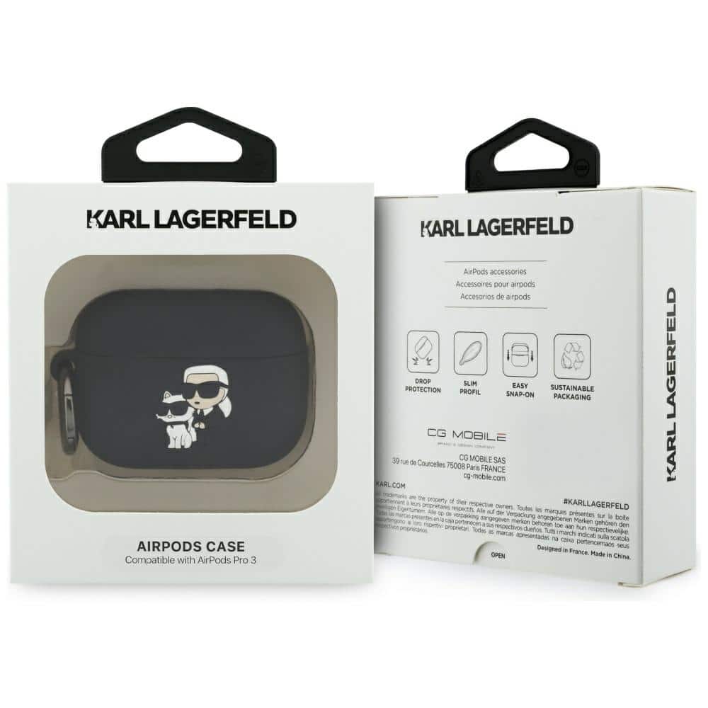 Case Karl Lagerfeld Silicone Karl&Chaupette Head 3D για AirPods Pro 3 μαύρο - Image 4