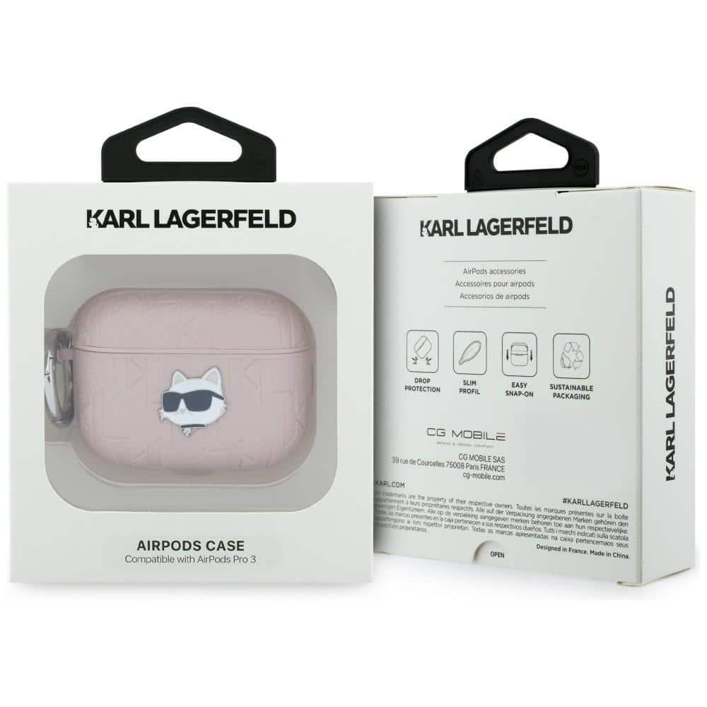 Case Karl Lagerfeld Monogram Choupette Head για AirPods Pro 3 ροζ - Image 4