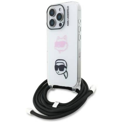 Karl Lagerfeld IML Crossbody Κεφάλι Karl&Choupette - θήκη για Apple iPhone 16 Pro Max - Λευκό