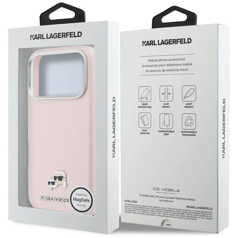 Karl Lagerfeld Karl Lagerfeld Karl & Choupette Head Pins Saffiano MagSafe - θήκη για Apple iPhone 17 Pro Max - Ροζ - Image 8