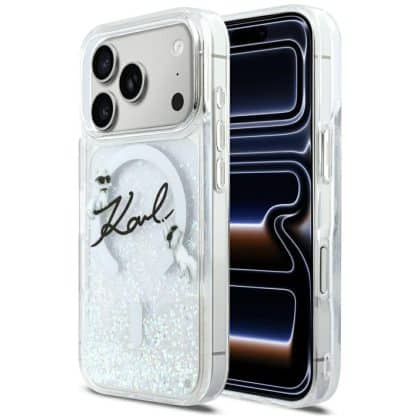 Karl Lagerfeld Karl Lagerfeld Liquid Glitter Karl Script Logo MagSafe - θήκη για Apple iPhone 17 Pro - Διάφανο