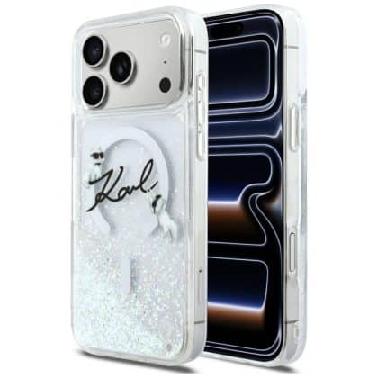 Karl Lagerfeld Karl Lagerfeld Liquid Glitter Karl Script Logo MagSafe - θήκη για Apple iPhone 17 Pro Max - Διάφανο
