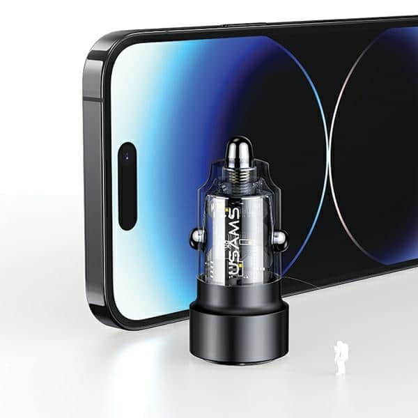 Usams Car Charger C39 Usb+usb-C 60wfast Charge Black Cc208cc01 (us-Cc208) - Image 3