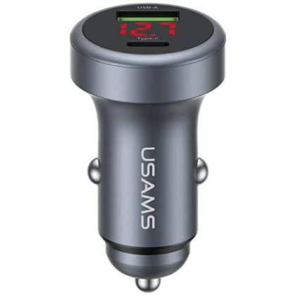 USAMS CC327 φορτιστής αυτοκινήτου Αλουμίνιο 45W USB-A USB-C
