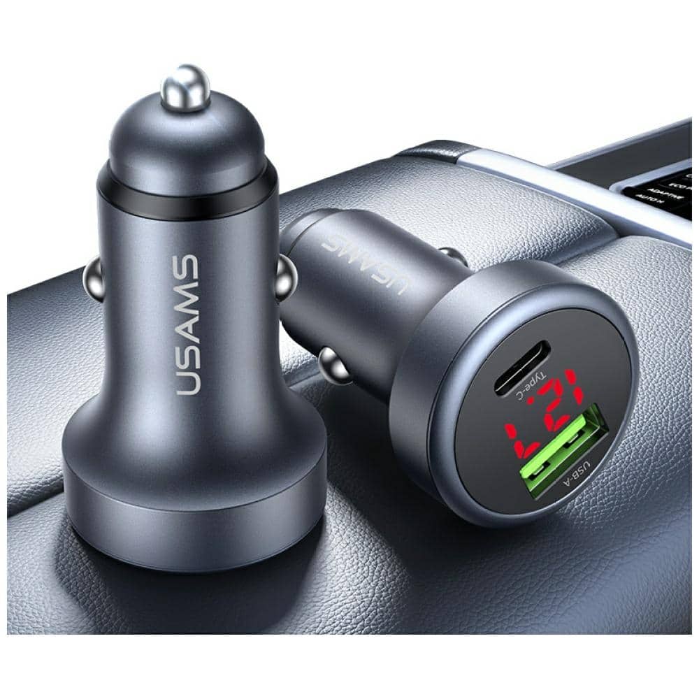 USAMS CC327 φορτιστής αυτοκινήτου Αλουμίνιο 45W USB-A USB-C - Image 4