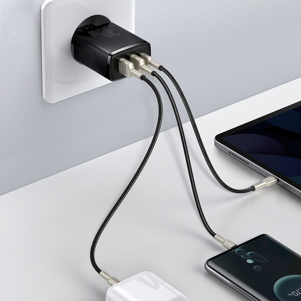 Baseus - Φορτιστής τοίχου Compact (CCXJ-E01) - USB-C, PD, 30W, 2xUSB-A, QC, 3A - Μαύρο - Image 6
