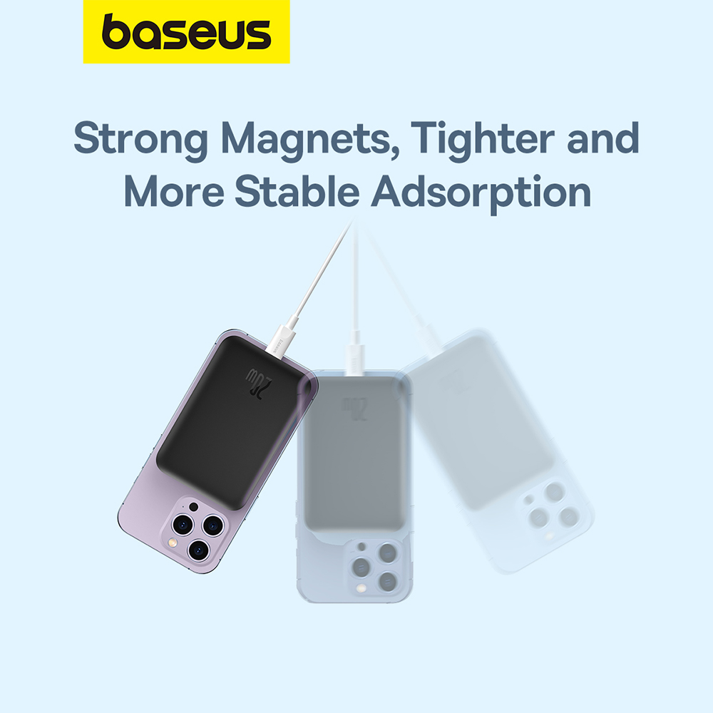 Baseus - Φορτιστής Mini Air (P10059002113-00) - Type-C, Φόρτιση MagSafe, 20W, 6000mAh, με καλώδιο Type-C, 30cm - Μαύρο - Image 6