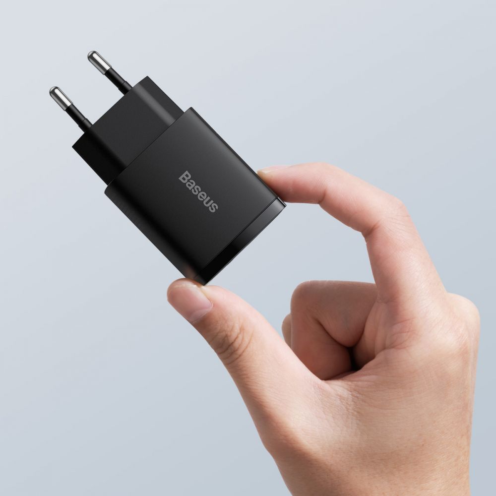 Baseus - Φορτιστής τοίχου Compact (CCXJ-B01) - USB-C, PD, 20W, USB-A, QC, 3A - Μαύρο - Image 5