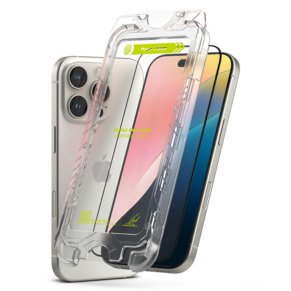 Ringke - Θήκη από σκληρυμένο γυαλί Easy Slide (2 τεμάχια) - iPhone 16 Pro Max - Μαύρο - Image 2