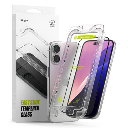 Ringke - Easy Slide Tempered Glass (2 τεμάχια) - iPhone 16 / iPhone 15 - Μαύρο