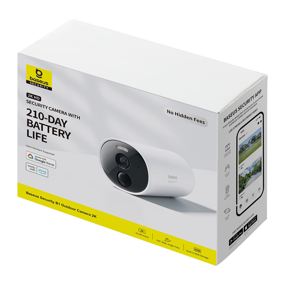 Baseus - Εξωτερική Κάμερα Ασφαλείας B1 (S0SV002130) - 2K, 8GB, Αμφίδρομη Ομιλία, Νυχτερινή Όραση, IP67, 7.800mAh - Λευκό - Image 7