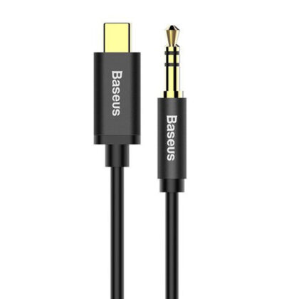 Baseus - Προσαρμογέας καλωδίου ήχου M01 (CAM01-01) - USB-C σε υποδοχή 3.5mm, Ψηφιακή μετάδοση ήχου, επιχρυσωμένο βύσμα, 1.2m - Μαύρο