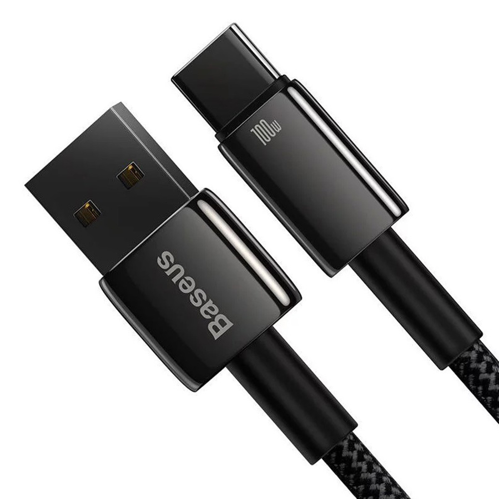 Baseus - Καλώδιο δεδομένων Tungsten Gold (CAWJ000101) - USB σε Type-C, Υπερταχεία φόρτιση, 100W, 480Mbps, 2m - Μαύρο - Image 2