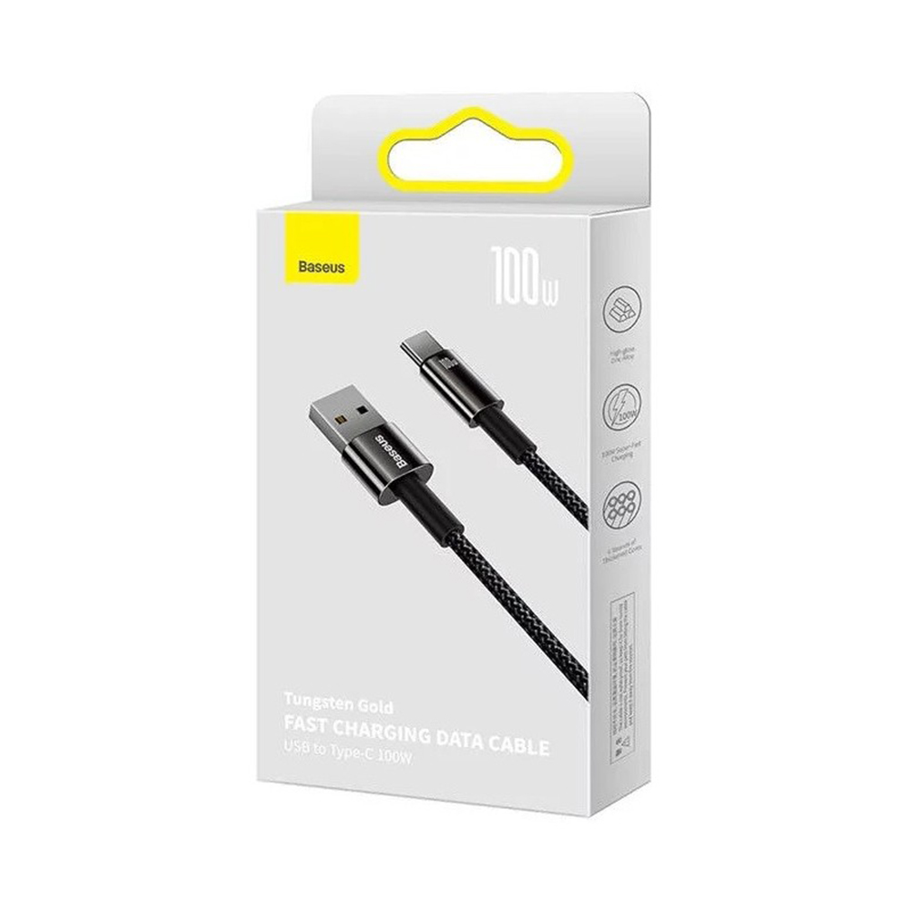 Baseus - Καλώδιο δεδομένων Tungsten Gold (CAWJ000101) - USB σε Type-C, Υπερταχεία φόρτιση, 100W, 480Mbps, 2m - Μαύρο - Image 7