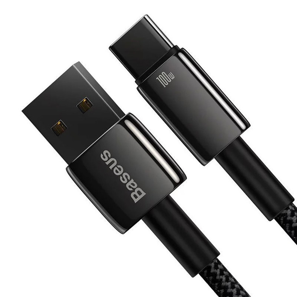Baseus - Καλώδιο δεδομένων Tungsten Gold (CAWJ000001) - USB σε Type-C, Υπερταχεία φόρτιση, 100W, 480Mbps, 1m - Μαύρο - Image 6