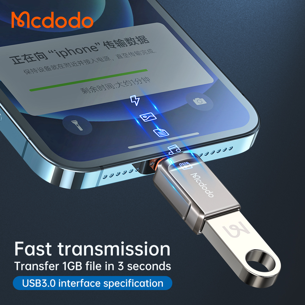 Mcdodo - Προσαρμογέας OTG (OT-8600) - USB3.0 σε Lightning, κράμα ψευδαργύρου, 5.0Gbps - Σκούρο γκρι - Image 5