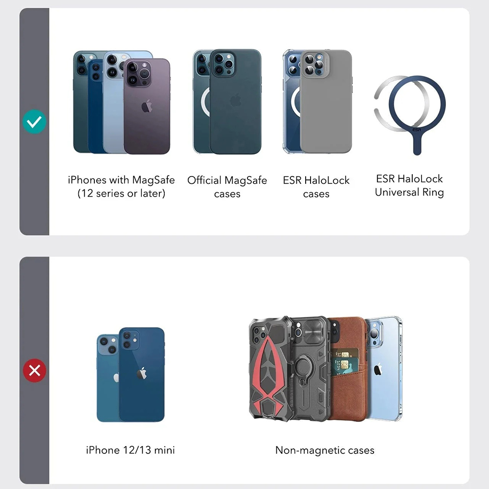 ESR - Βάση πορτοφολιού Geo Magnetic - MagSafe, Vegan Δέρμα, με 3 υποδοχές καρτών, τεχνολογία αποκλεισμού RFID - Καφέ - Image 7