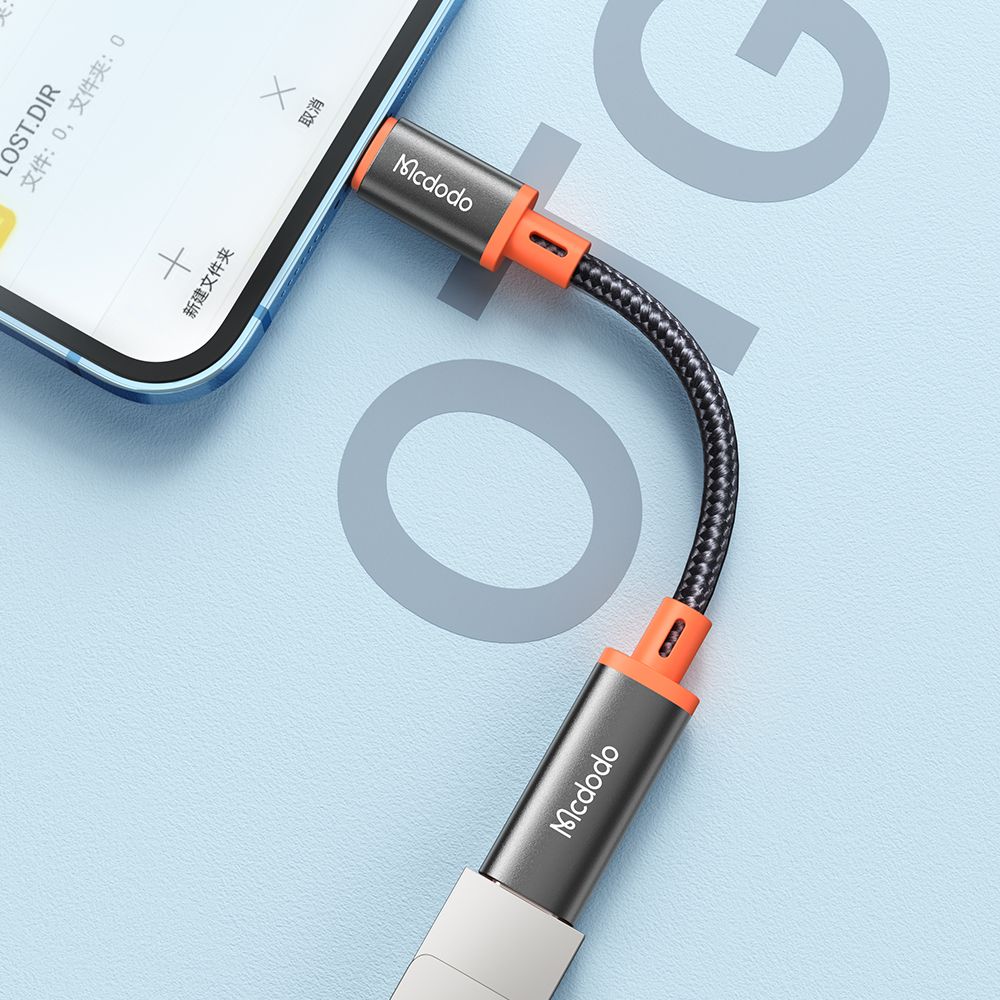 Mcdodo - Προσαρμογέας OTG (CA-1440) - Τύπου-C σε Lightning, 2A, 480Mbps, Ήχος, Κράμα αλουμινίου, Νάιλον - Μαύρο - Image 6