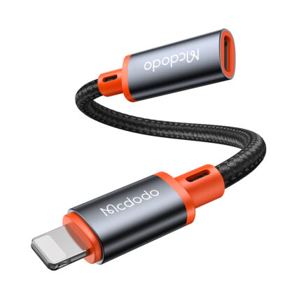 Mcdodo - Προσαρμογέας OTG (CA-1440) - Τύπου-C σε Lightning, 2A, 480Mbps, Ήχος, Κράμα αλουμινίου, Νάιλον - Μαύρο