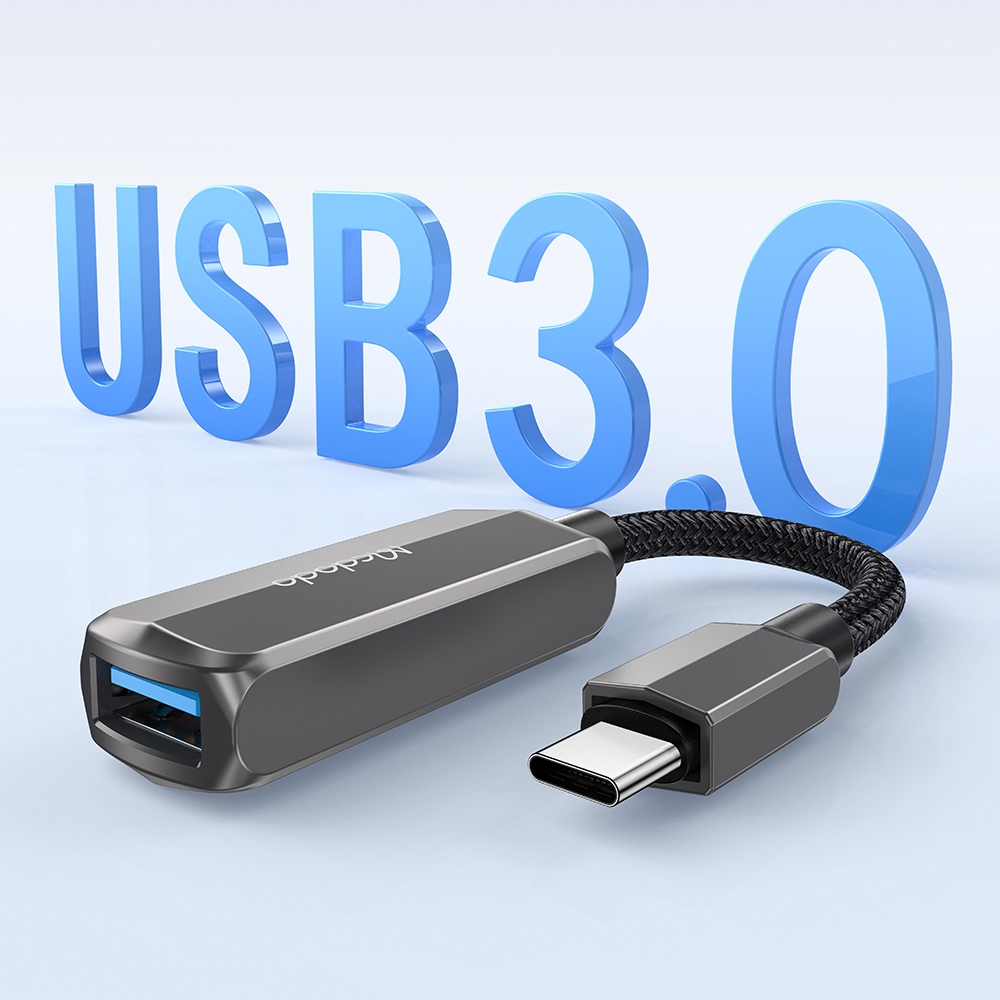 Mcdodo - Προσαρμογέας OTG (CA-2830) - Τύπου-C σε Τύπου-C, USB, Κράμα αλουμινίου, Νάιλον, 3A. 60W, 13cm - Σκούρο γκρι - Image 3