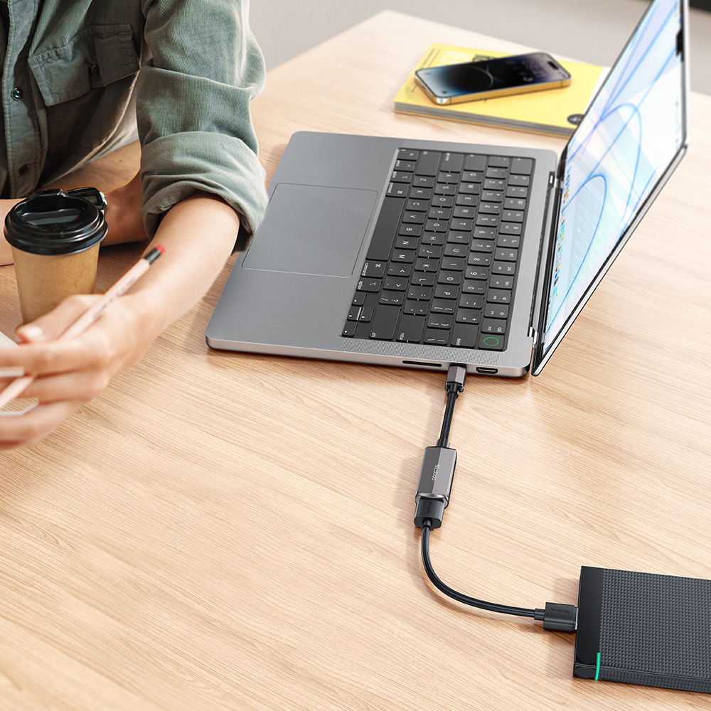 Mcdodo - Προσαρμογέας OTG (CA-2830) - Τύπου-C σε Τύπου-C, USB, Κράμα αλουμινίου, Νάιλον, 3A. 60W, 13cm - Σκούρο γκρι - Image 6