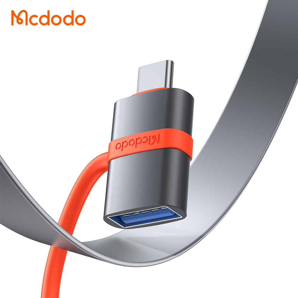 Mcdodo - Προσαρμογέας (OT-3810) - με γάντζο σιλικόνης, κράμα αλουμινίου, USB σε Type-C, 5Gbps, φορητός σχεδιασμός, Plug&Play - γκρι - Image 4